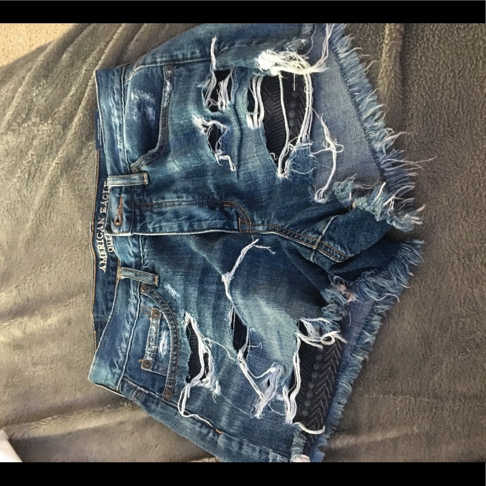High Rise Distressed Jean Shorts